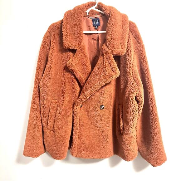Gap Fuzzy Cozy Short Teddy Jacket Coat New Without Tags Brown Womens XXL - Picture 2 of 7